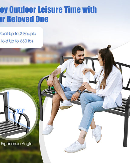 Giantex Garden Bench for Outside 50 Inch - Outdoor Bench with Rustproof Metal Frame, Black