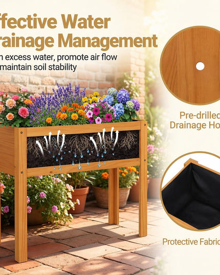 Giantex Solid Wooden Raised Garden Bed w/Legs (35"L x 16"W x 24"H)