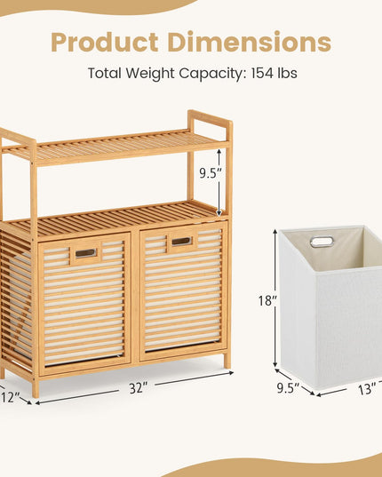 Giantex Double Tilt Out Laundry Hamper w/2-Tier Storage Shelf