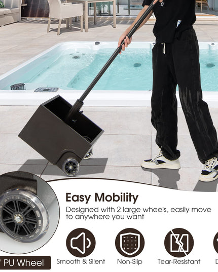 Giantex 150lbs Filled Umbrella Base with Wheels, Heavy Duty Umbrella Stand with Fillable Planter, Drainage Holes, Fit for 1.6''-2.1'' Pole