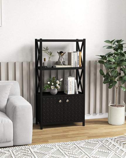 Giantex Storage Cabinet, Freestanding Storage Organizer with Open Shelves, Double Doors