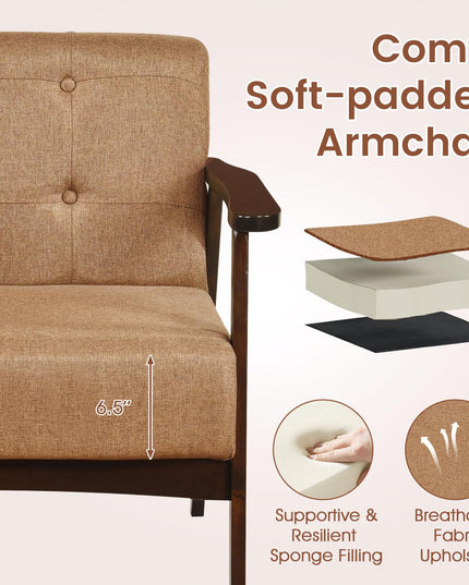 Giantex Mid-Century Modern Accent Chair Oversized Armchair(Beige)