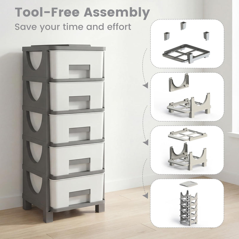 Giantex 5-Drawer/4-Drawer Plastic Storage Organizer with Drawers (1/2)