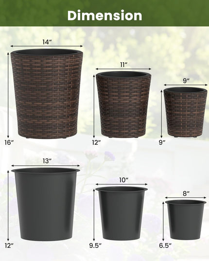 Giantex Set of 3 Plastic Planters with Drainage Holes and Saucers
