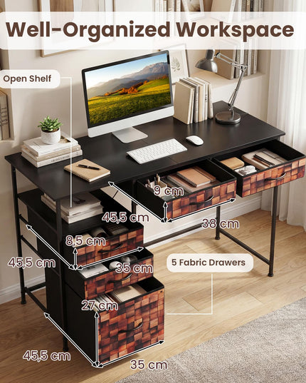 Giantex 120 CM Home Office Desk with Fabric Drawer and Shelf