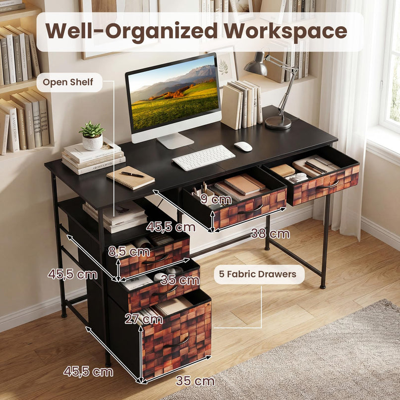 Giantex 120 CM Home Office Desk with Fabric Drawer and Shelf