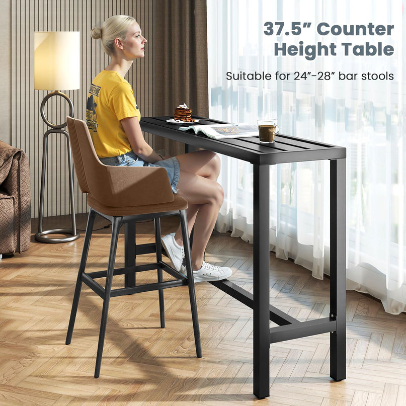 Giantex Outdoor Rectangle Bar Table with Counter Height