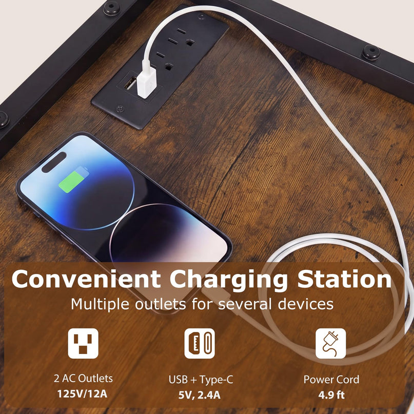 Meuble d'angle de bar Giantex avec prises électriques | Armoire à vin industrielle à 6 niveaux avec bandeau lumineux LED