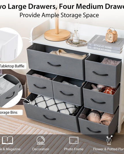 Giantex Storage Cabinet with 7 Drawers & Open Shelf, Chest of Drawers, Console Table