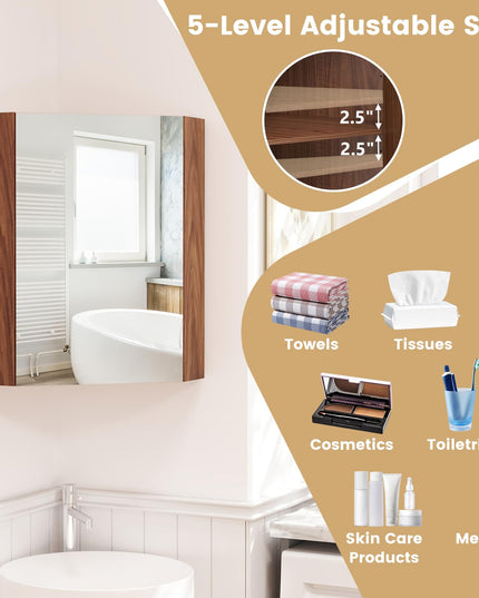 Giantex Corner Medicine Cabinet, 23.5” Over The Toilet Storage Cabinet with Mirror Door, Adjustable Shelf