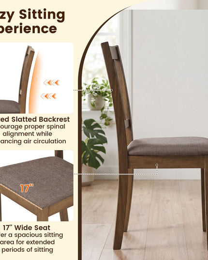 Giantex Wood Slat-Back Design Kitchen Chairs (2/4)