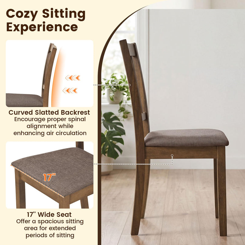Giantex Wood Slat-Back Design Kitchen Chairs (2/4)