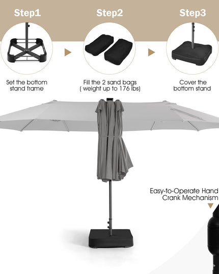 Parasol double face géant de 4,5 m pour l'extérieur Giantex
