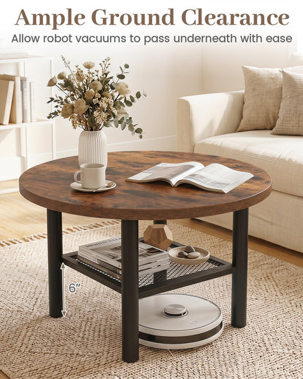 Giantex 24" 2-Tier Small Round Coffee Table with Storage