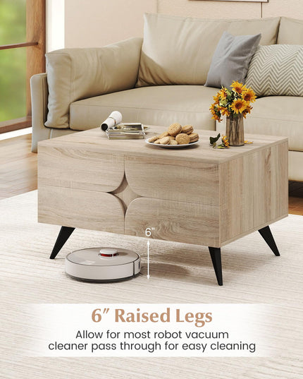 Giantex Mid Century Modern Coffee Table with Storage Accent Cocktail Table