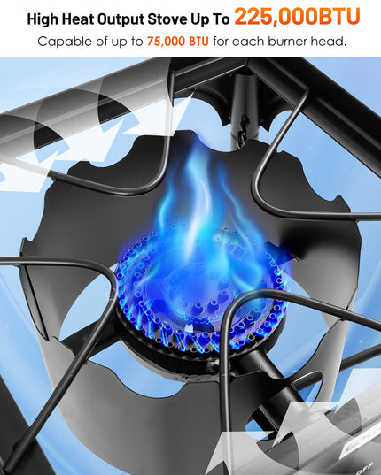 Giantex 225,000 BTU Outdoor Triple Burner Stove, High Pressure 3 Burner Stand Max
