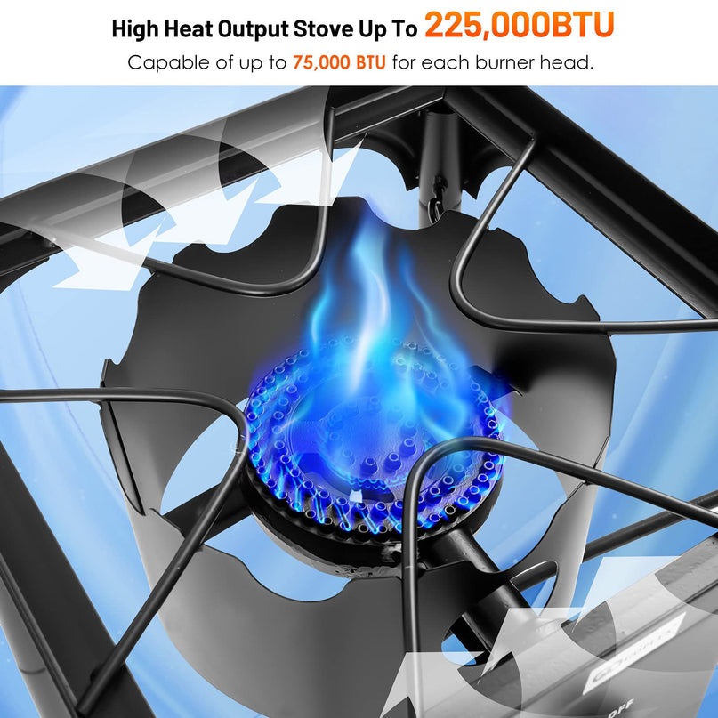 Giantex 225,000 BTU Outdoor Triple Burner Stove, High Pressure 3 Burner Stand Max