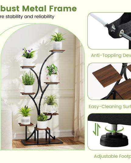 Giantex Plant Stand Indoor with Grow Lights 8-Tier 58" Tall Corner Metal Plant Shelf