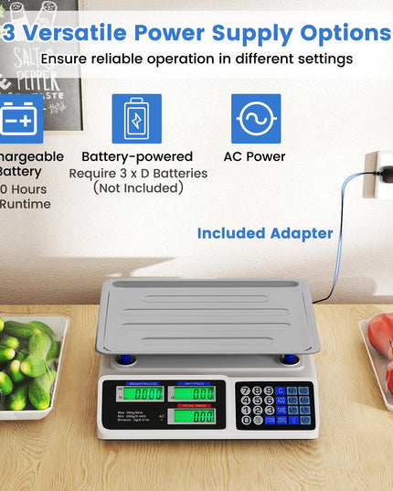 Giantex Rechargeable Commercial Price Computing Scale 66 lb/30 kg with Dual LCD Display
