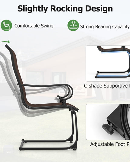 Giantex Patio Dining Chairs Set of 2/4, High Back Outdoor Patio Chairs with Metal C Spring Frame
