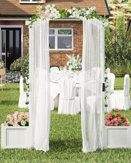Giantex Garden Arbor with Planter, Wooden Planter Arch with Trellis, Outdoor Arch for Climbing Plants