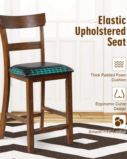 Giantex 25.5-Inch Counter Height Chair with Backrest, Foam-Padded Cushion, Rubber Wood Legs