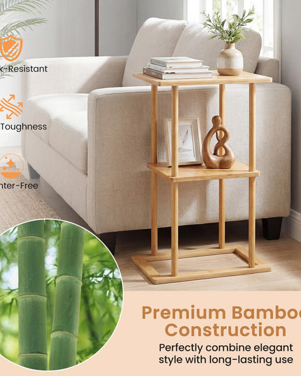 Giantex 3 Tier Narrow End Table with Storage Shelves