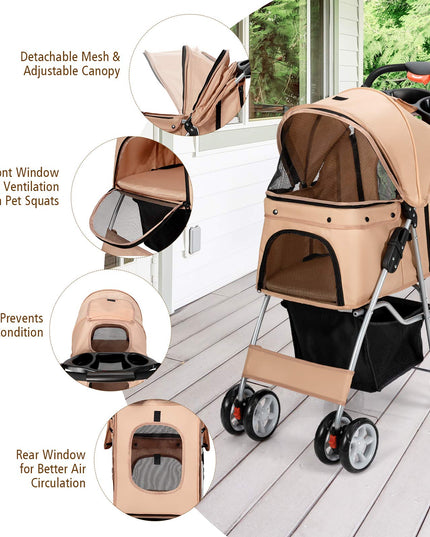 Pet Stroller for Small Medium Dogs Cats Puppy - Giantex