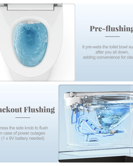 Giantex Smart Toilet, Elongated Bidet Toilet with Adjustable Heated Seat, Dryer, Night Light, Auto Open/Close, Foot Sensor