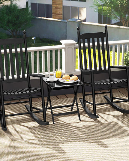 Giantex Outdoor Rocking Chair Set, All Weather Patio Rocker w/Solid Rocking Base & High-Back