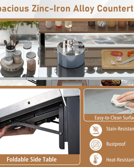 Giantex Outdoor Bar Table with Flip-Up Top & Foldable Side Table