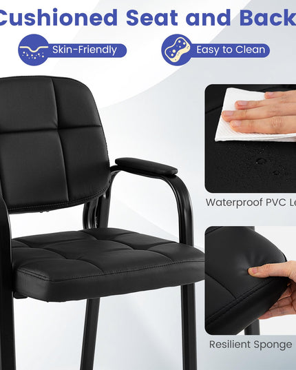 Fauteuils de réception de bureau en cuir Giantex avec accoudoirs rembourrés