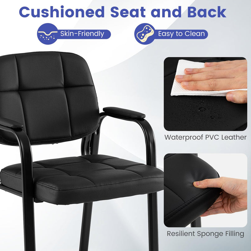 Fauteuils de réception de bureau en cuir Giantex avec accoudoirs rembourrés