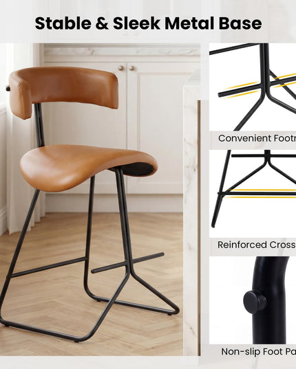 Giantex 25" Faux Leather Upholstered Armless Counter Height Chairs with Metal Legs & Footrest
