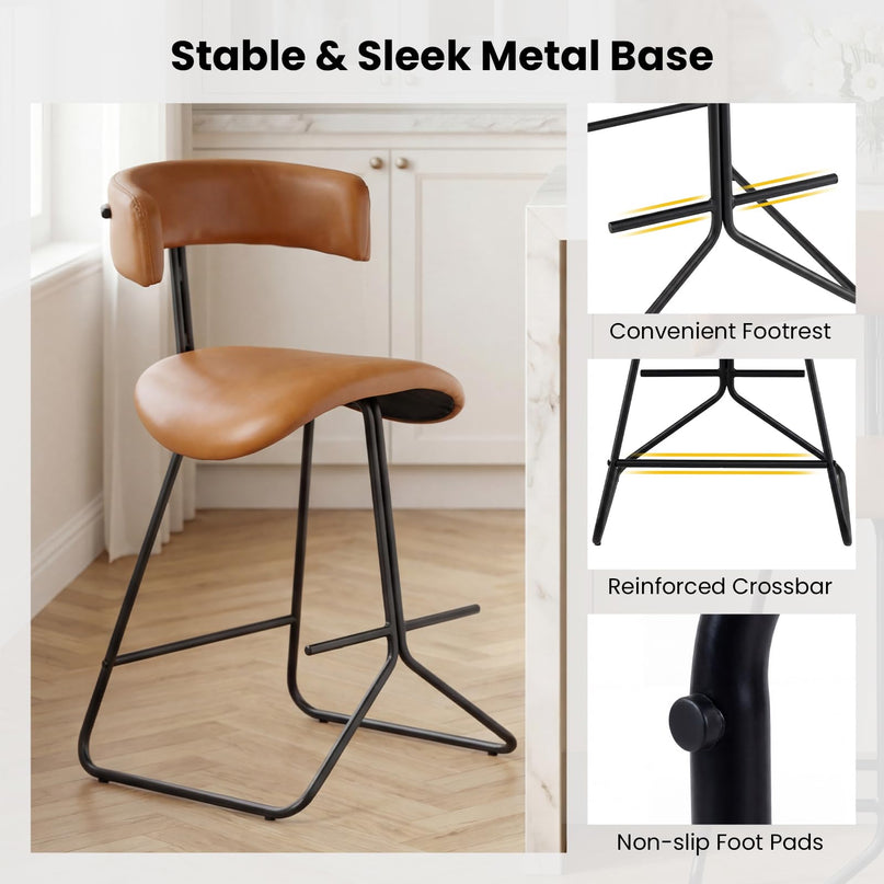 Chaises de comptoir Giantex 25" sans accoudoirs, rembourrées en similicuir, avec pieds et repose-pieds en métal