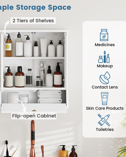 Giantex Medicine Cabinet, Bathroom Wall Mount Cabinet with Mirrored Door