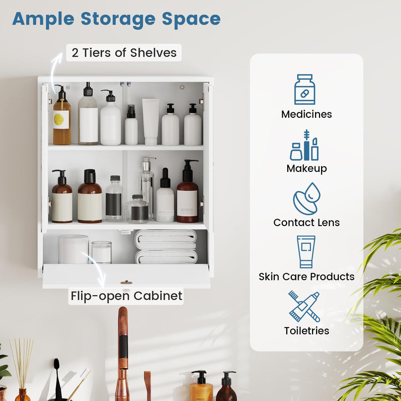 Giantex Medicine Cabinet, Bathroom Wall Mount Cabinet with Mirrored Door
