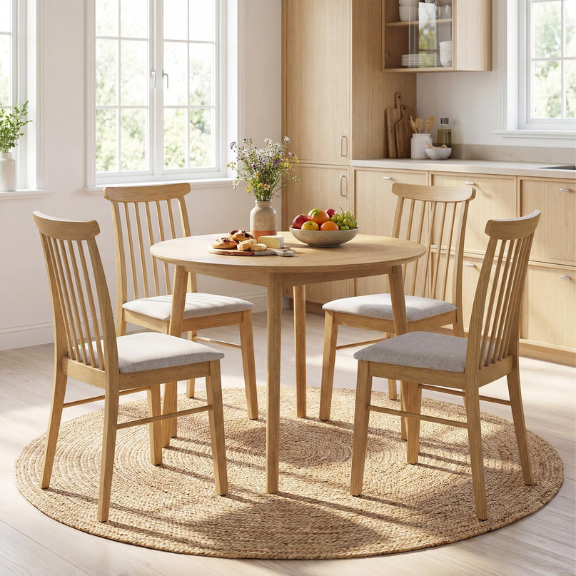 Chaises de cuisine sans accoudoirs Giantex avec cadre en bois d'hévéa et revêtement en tissu