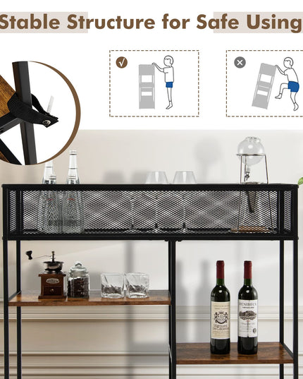 Giantex Hallway Table for Entryway - 4-Tier Console Table for Entryway with Wire Basket