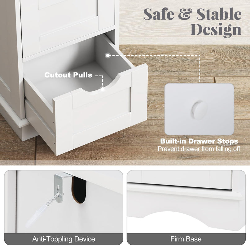 Giantex Bathroom Storage Cabinet with 4 Drawers for Hallway