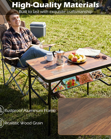 Giantex 3 FT Folding Portable Aluminum Picnic Table with Adjustable Heights