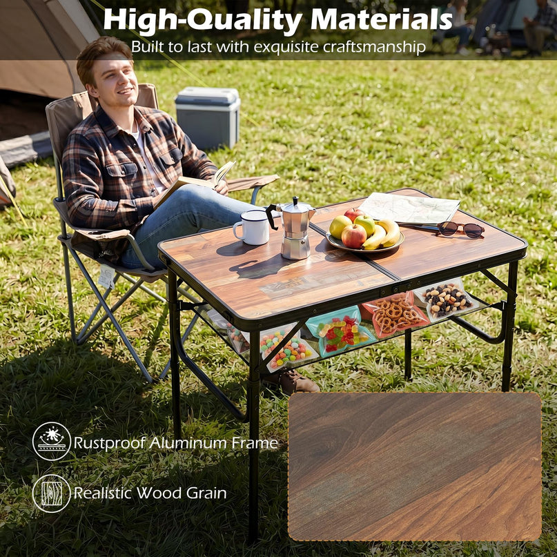 Giantex 3 FT Folding Portable Aluminum Picnic Table with Adjustable Heights