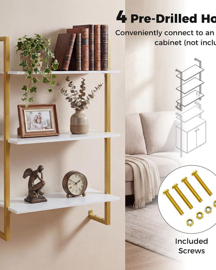 Giantex 3-Tier Wall-Mounted Bookshelf with Metal Frame (1/2)