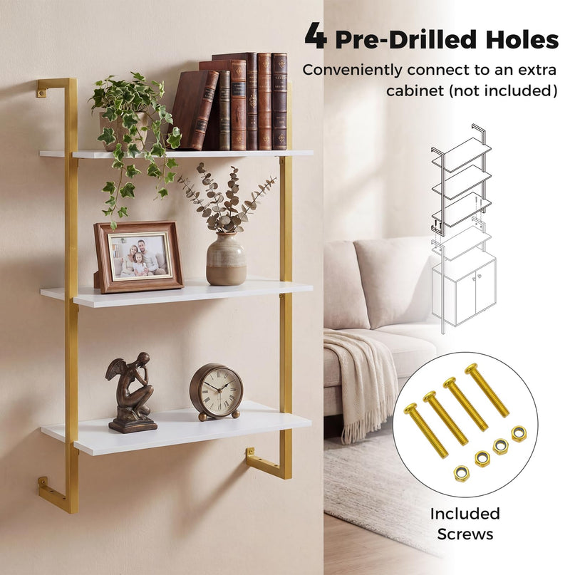 Giantex 3-Tier Wall-Mounted Bookshelf with Metal Frame (1/2)