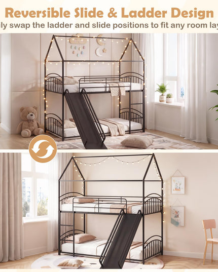 Giantex Twin Over Twin Bunk Bed with Slide & Ladder