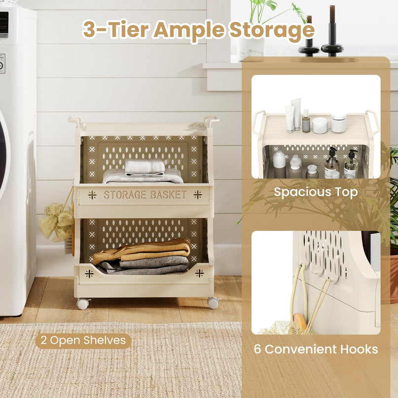 Giantex 3/4/5 Tier Rolling Laundry Cart with Wheels for Laundry Room