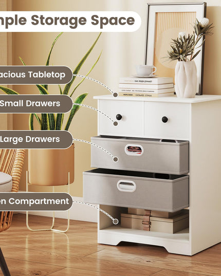 Giantex Nightstand with 4 Storage Drawers for Bedroom Living Room Hallway