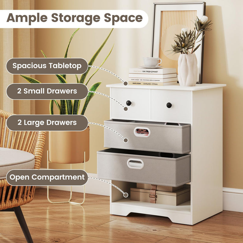 Giantex Nightstand with 4 Storage Drawers for Bedroom Living Room Hallway