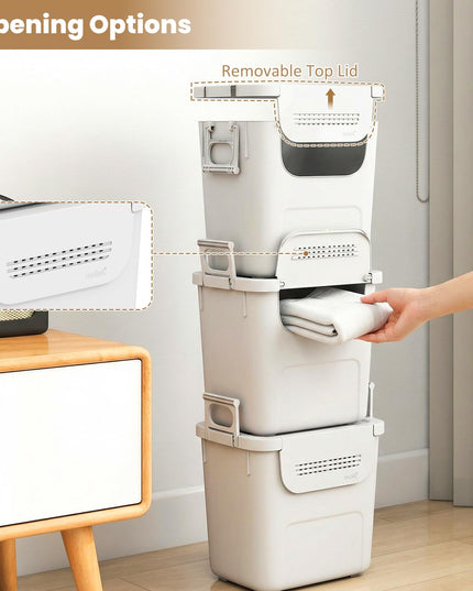 Bacs de rangement empilables Giantex 32QT avec couvercles