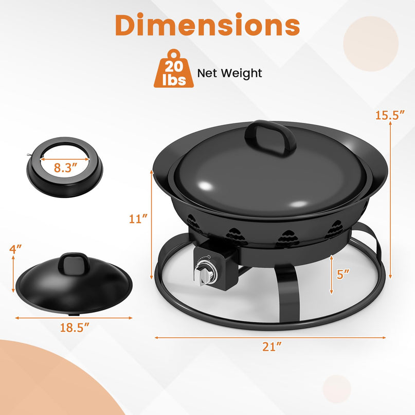 Giantex Portable Propane Fire Pit 21 Inch Smokeless Fire Bowl with Cover